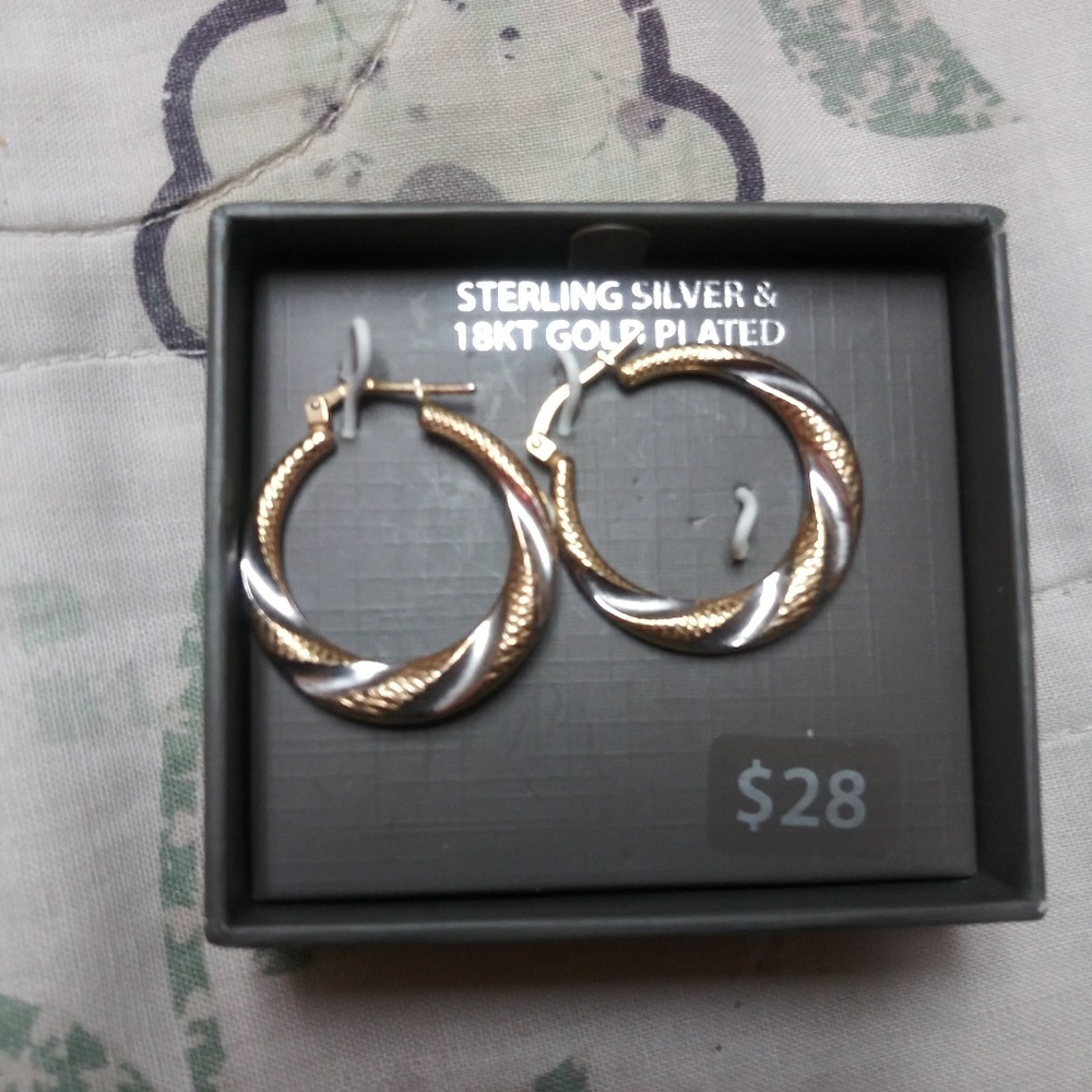18k gold plated and silver clasp hoop earrings